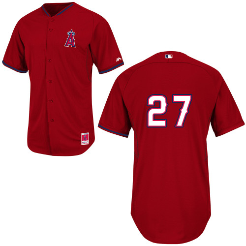 Mike Trout #27 MLB Jersey-Los Angeles Angels of Anaheim Men's Authentic 2014 Cool Base BP Red Baseball Jersey
